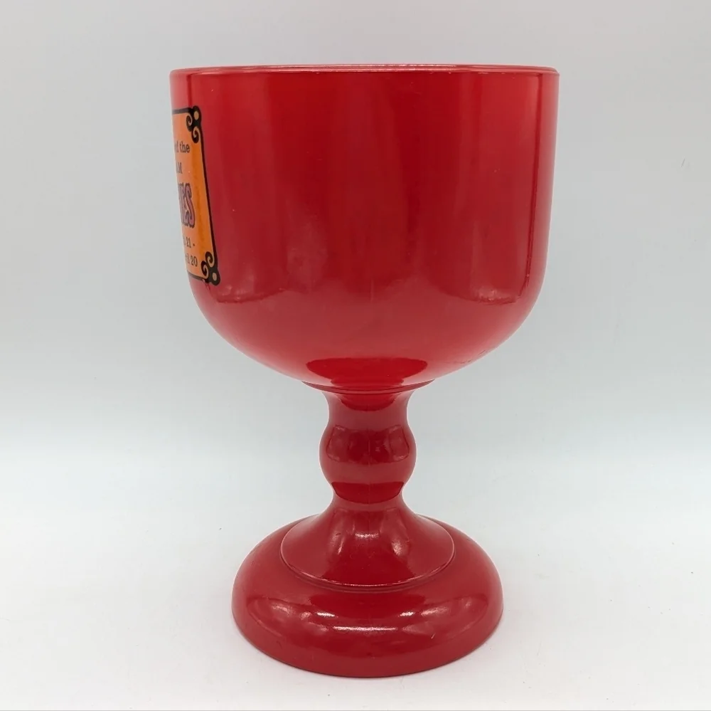 Vintage 70s Indiana Glass Red Orange Aries Zodiac Goblet